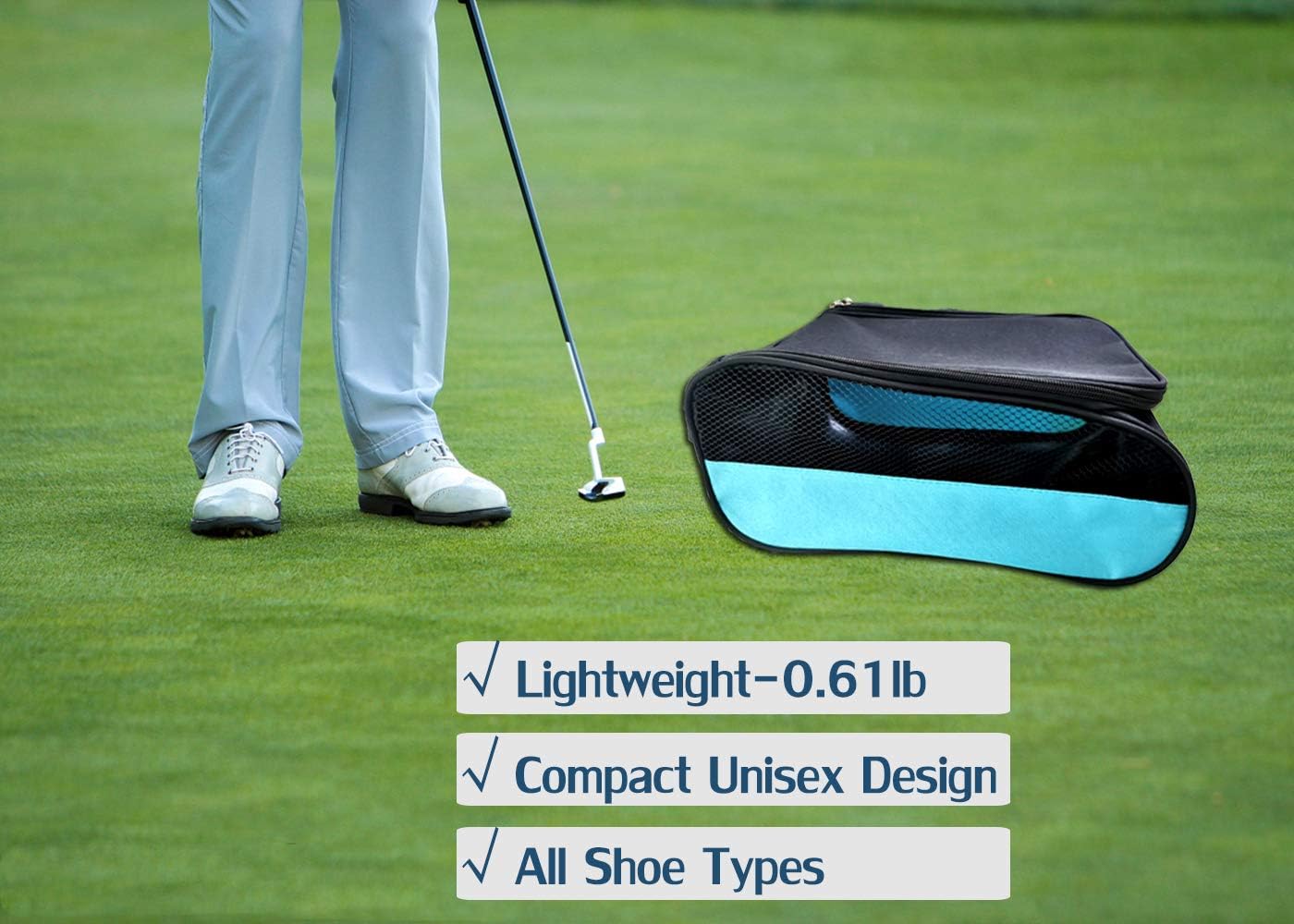 Golf Shoes Bag, Golf Shoe Bag Men, Travel Shoes Bags Zippered Sport Shoes Bag (Sky-Blue)