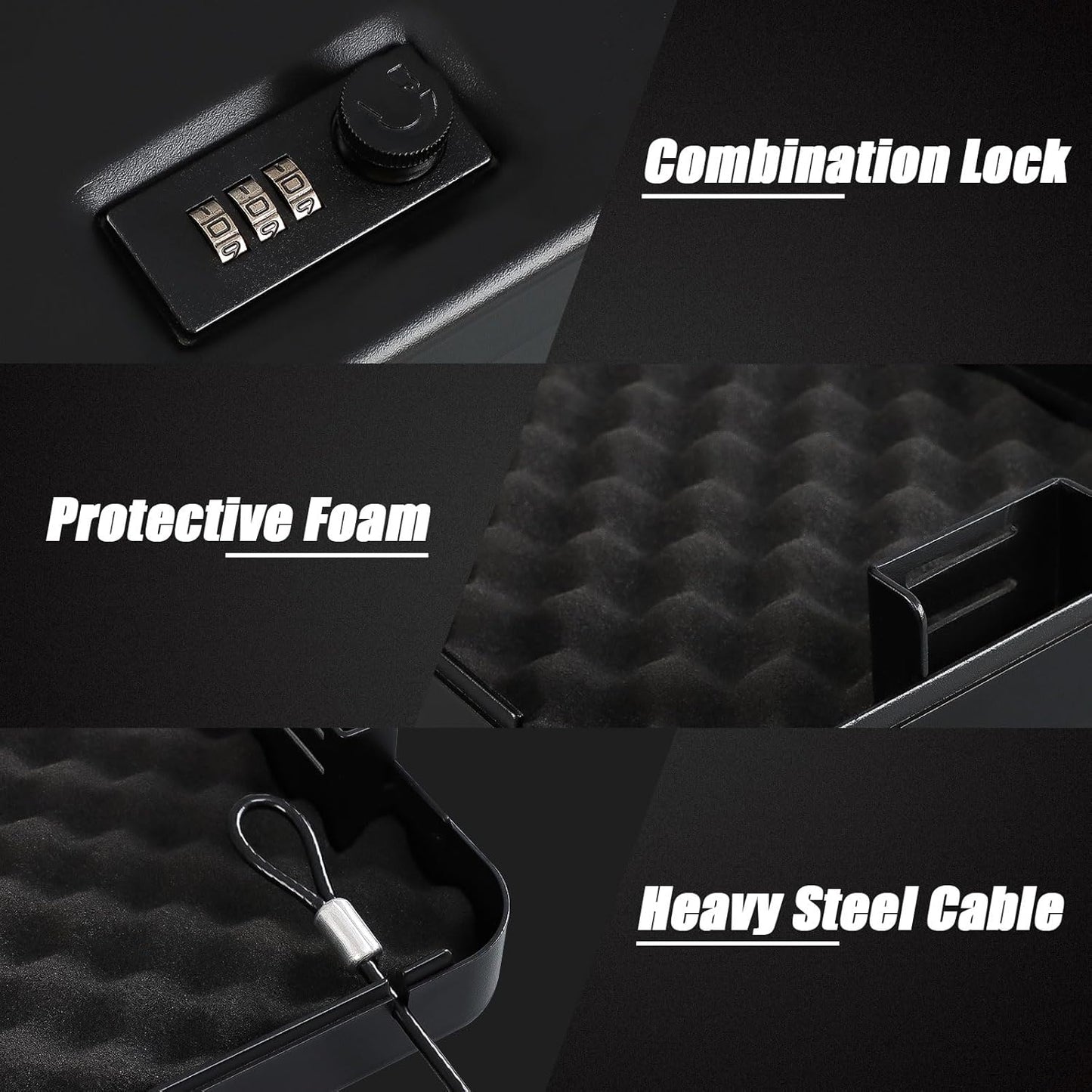Dalmbox Gun Safe for Pistols Small Handgun Lock Box with Combination Lock Portable Travel Pistol Safe for Car, Home, Travel