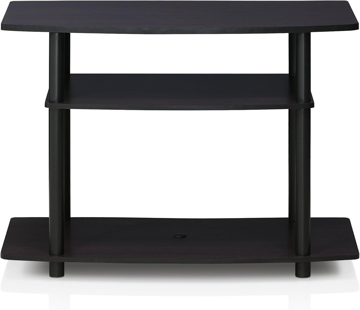 Furinno Turn-N-Tube No Tools 3-Tier Entertainment Center TV Stand for TV up to 32 Inch, Plastic Round Tubes, Dark Walnut