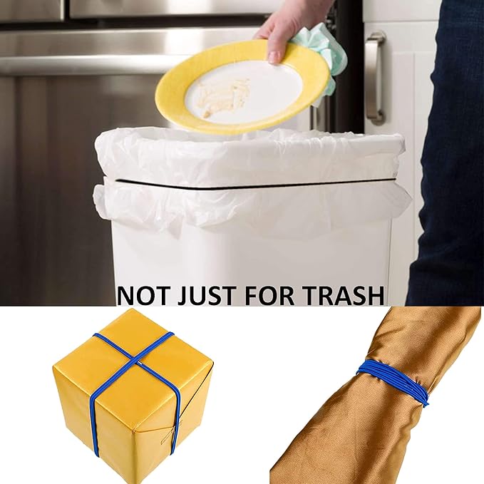 Trash Can Bands Set of 3, Fits 13 to 32 Gallon Cans, Hongmed Elastic Rubber Bands for Kitchen/Office/Garage, Secure Garbage Bags in Place, Blue