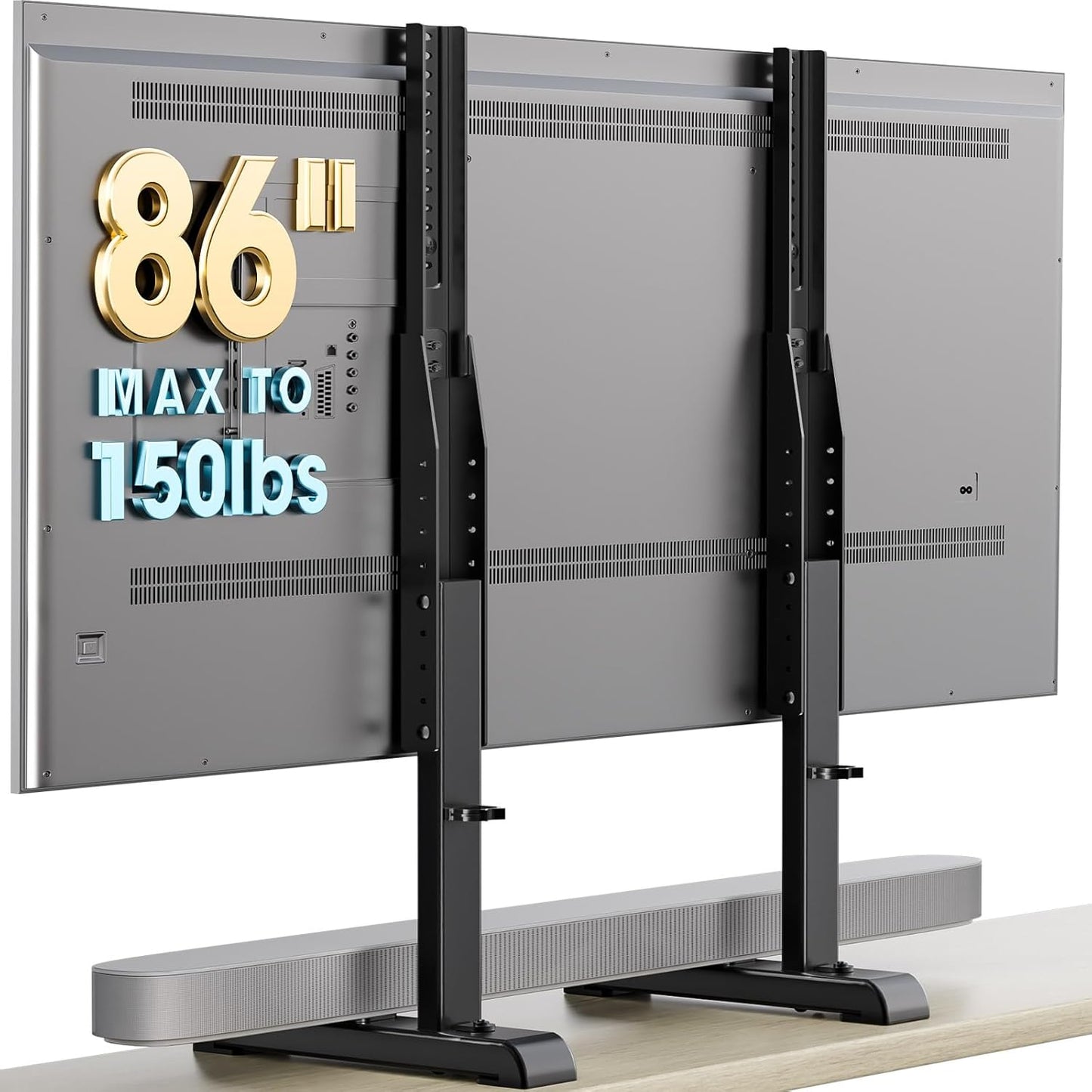AX WABER Universal TV Stand,Table Top TV Stand Base Replacement for Most 37 to 86 Inch LCD LED TVs, 7 Height Adjustable Legs with Cable Management Hold up to 150lbs, Max VESA 800x600mm, Black AX10TB01