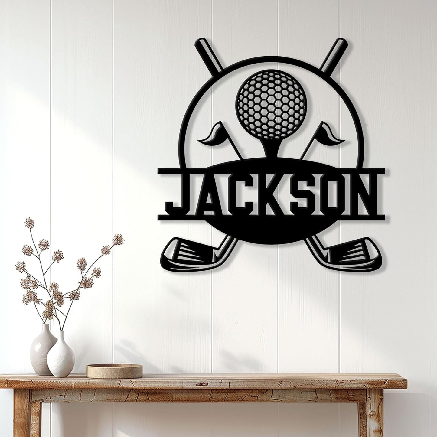 Personalized Golf Metal Sign, Golfer Hanging Sign Outdoor Porch Welcome, Custom Name Wall Fence Yard Patio Home Office Decor Gifts for Dad, Husband, Son by OhaPrints
