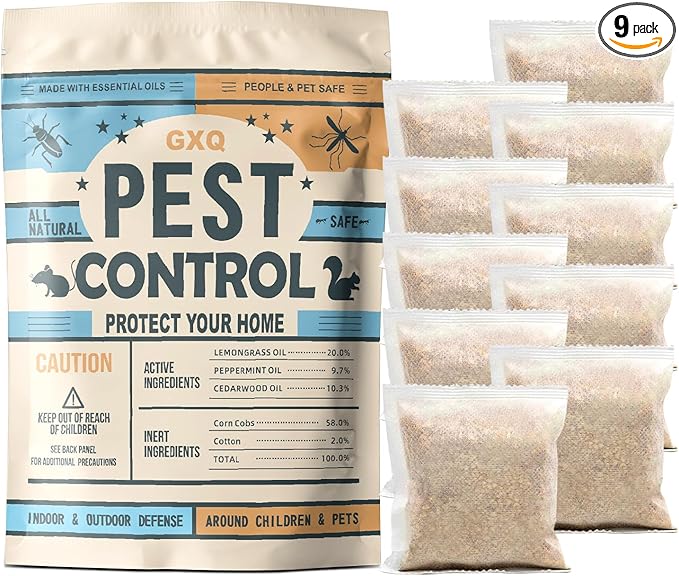 Pest Control Pouches, Mosquito Repellent, Repellent for Mice.Rats. Ants. Cockroaches. Moths and Other pests, Peppermint Oil, Mouse Repellent,Rat Repellent for House (10p)