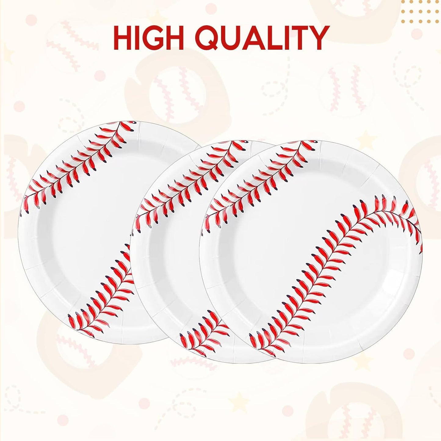 Baseball Party Supplies Set 60Pcs Baseball Party Paper Plates - 7Inch Round Dinner Dessert Plates for Cake,Salad,Fruit Pizza丨Kids Birthday Fan Sports Event&Game Day