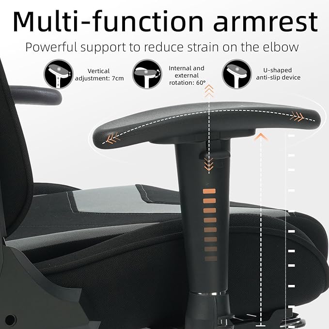 Fabric Gaming Chair, Skin-Friendly and Breathable, Manufactured by A Reputable Manufacturer, Safe and Stable, Specially Designed for Gaming.with Footrest Mg(1005-Gray)