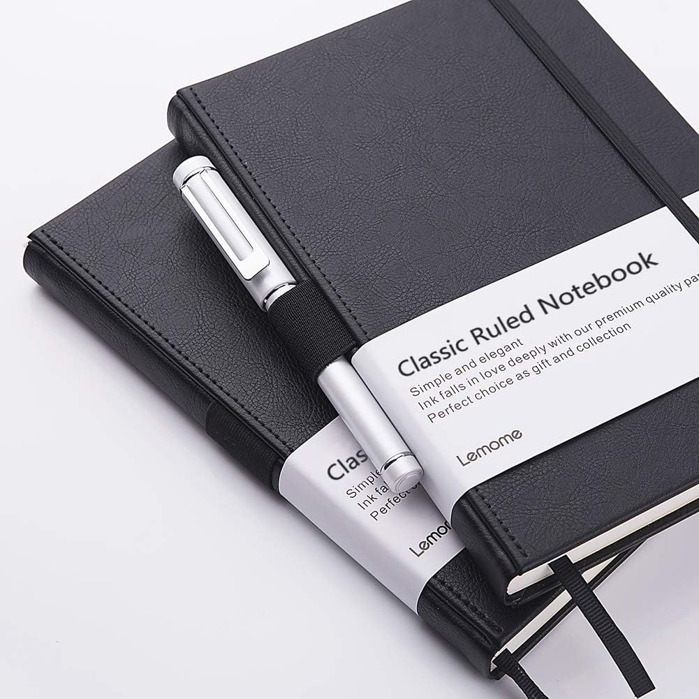 Ruled Notebook/Journal - Lined Journal for Writing, 5.75'' x 8.4'' Notebook Journal, 146 pages Faux Leather Notebook with Thick Paper, Waterproof Hardcover, Elastic Closure