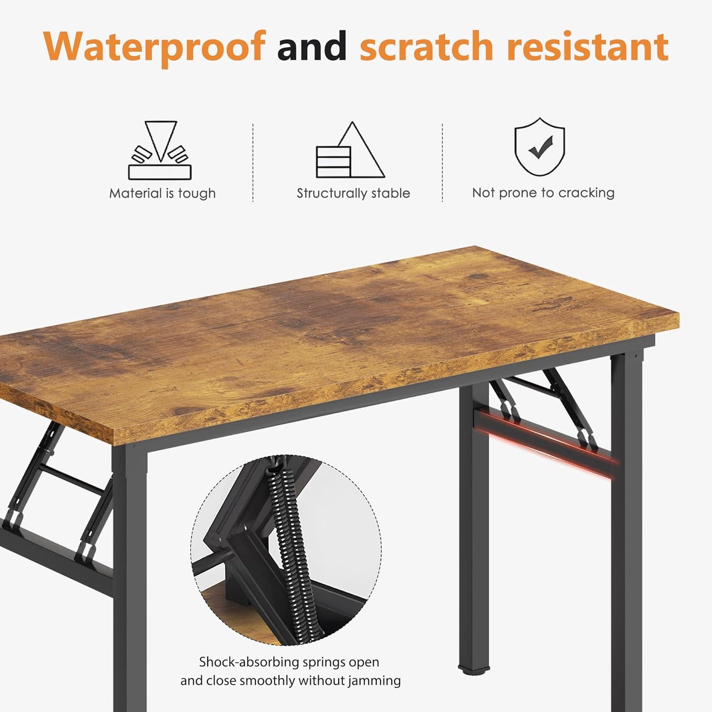 DlandHome Folding Desk - 31.5 Inch Small Computer Desk for Home Office - Folding Table Writing Table for Small Spaces - No Assembly Required - Retro
