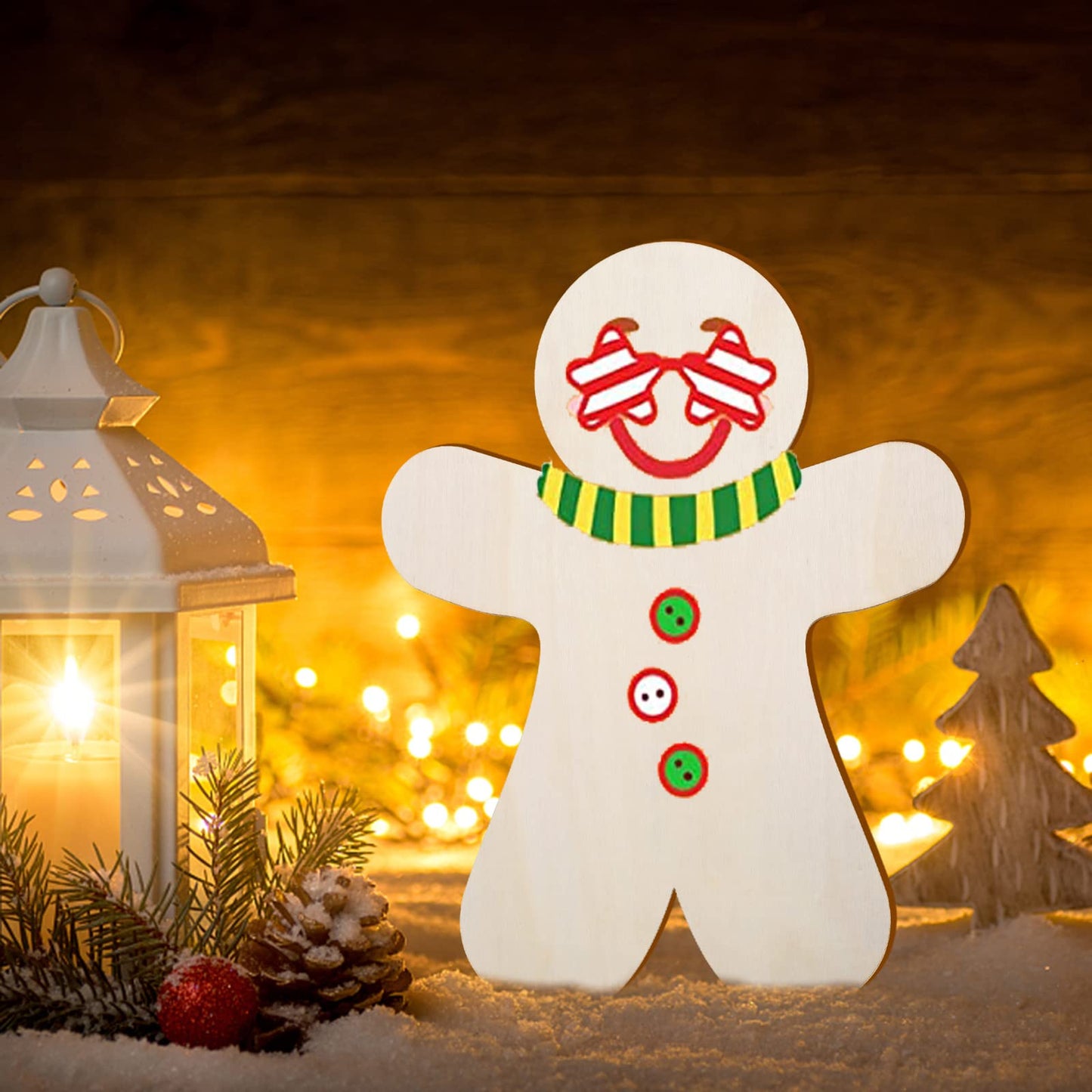 12 Pcs Large Wooden Gingerbread Man Cutouts, 12 Inch Unfinished Wood Gingerbread Man Shaped Ornaments Blank Christmas Decorations for DIY Crafts Xmas Winter Party Decor Door Hanger, 5mm Thick