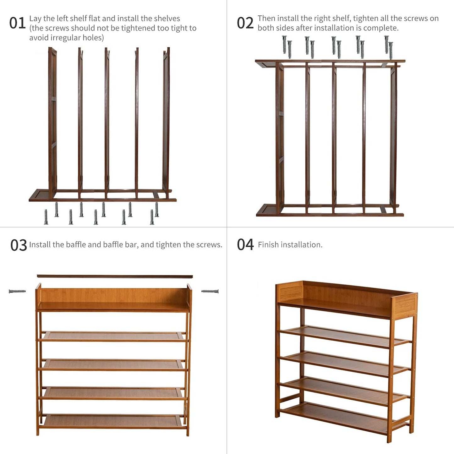 Bamboo Shoe Rack Organizer, 5 Tier Shoe Shelf Storage Organizer, for Entryway, Hallway, and Closet (Brown-39)