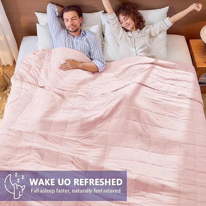 yescool King Size Weighted Blanket for Adults (25 lbs, 80” x 87”, Pink) Cooling Heavy Blanket for Sleeping Perfect for 240-260 lbs, Breathable Blanket for Adults & Couple All Season, Machine Washable