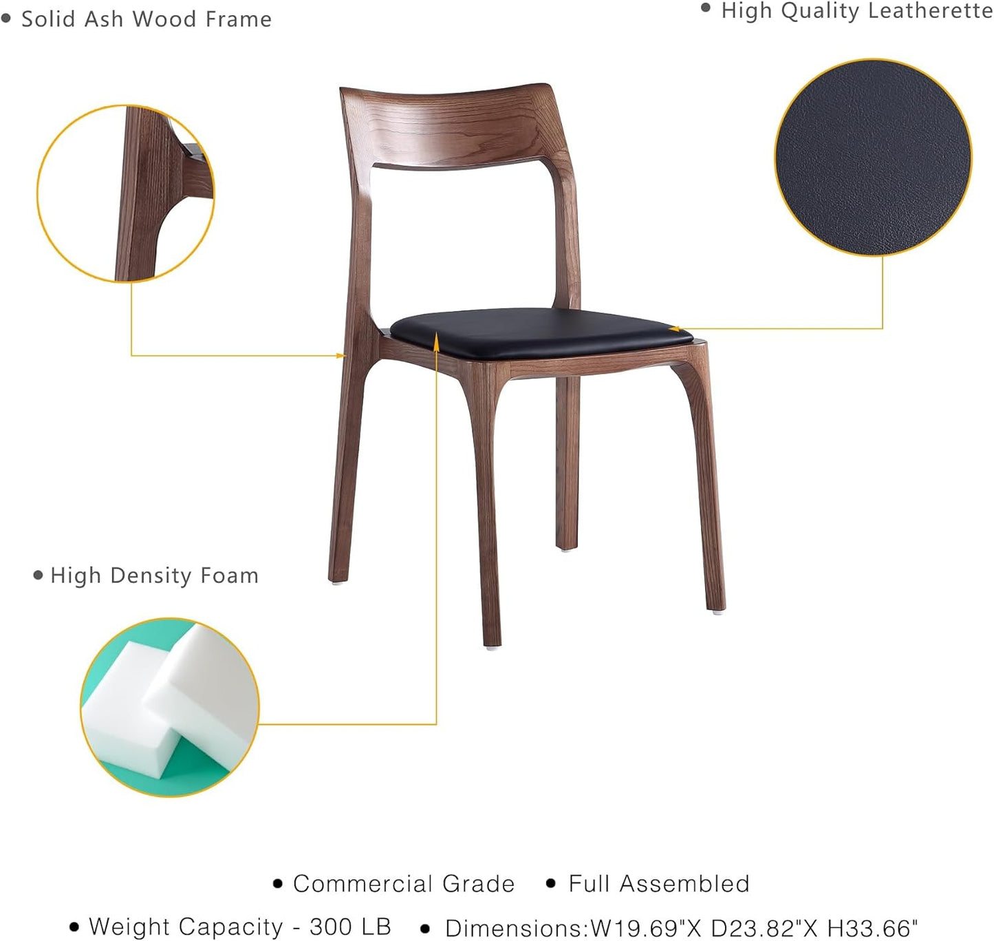 Manhattan Comfort Moderno Stackable Dining Chairs with Leatherette Upholstered Seat, Foam Padding & Solid Wood Frame, Suitable for Kitchen or Restaurant Usage, Set of 4, Black