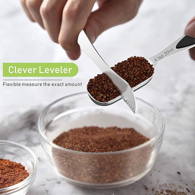 Measuring Cups and Measuring Spoons Set, Wildone Stainless Steel 8 Measuring Cups, 10 Measuring Spoons, 1 Leveler 1 Whisk & 5 Mini Spoons, for Dry and Liquid Ingredient - 25 Piece Black