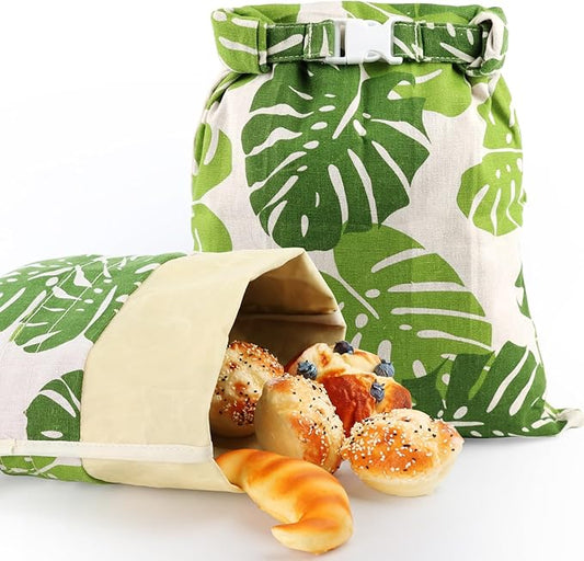 2 Pack Reusable Beeswax Food Wraps Breads Bags for Homemade Bread Loaf, Organic Cotton XL Sourdough Beeswax Bread Bag Supplies Sandwich Wrapper, Sustainable, Fresh Keeping, Food Storage Containers