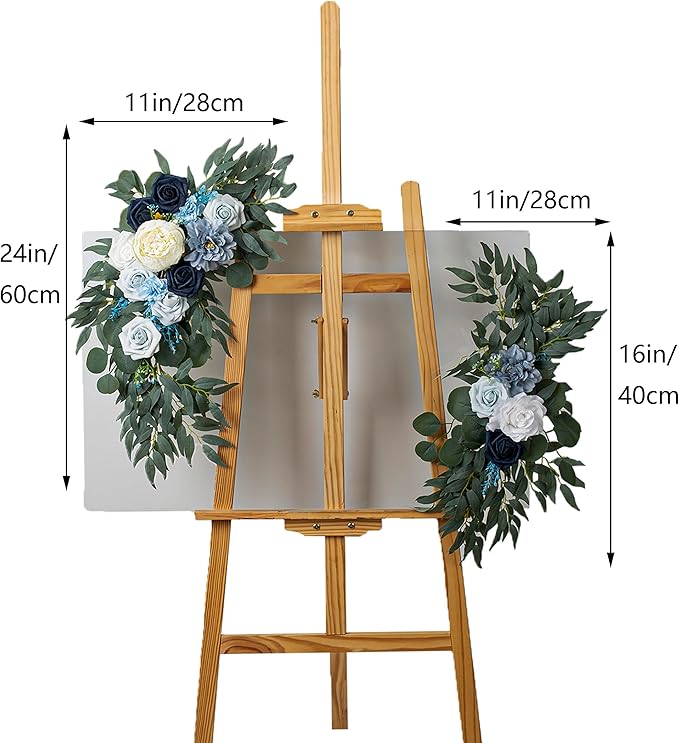 AitnWoy Artificial Wedding Arch Flowers Kit 2 Pcs Dust Rose Flowers Silk Peony Floral Swag Welcome Sign for Wedding Ceremony Party Home Garland Decor