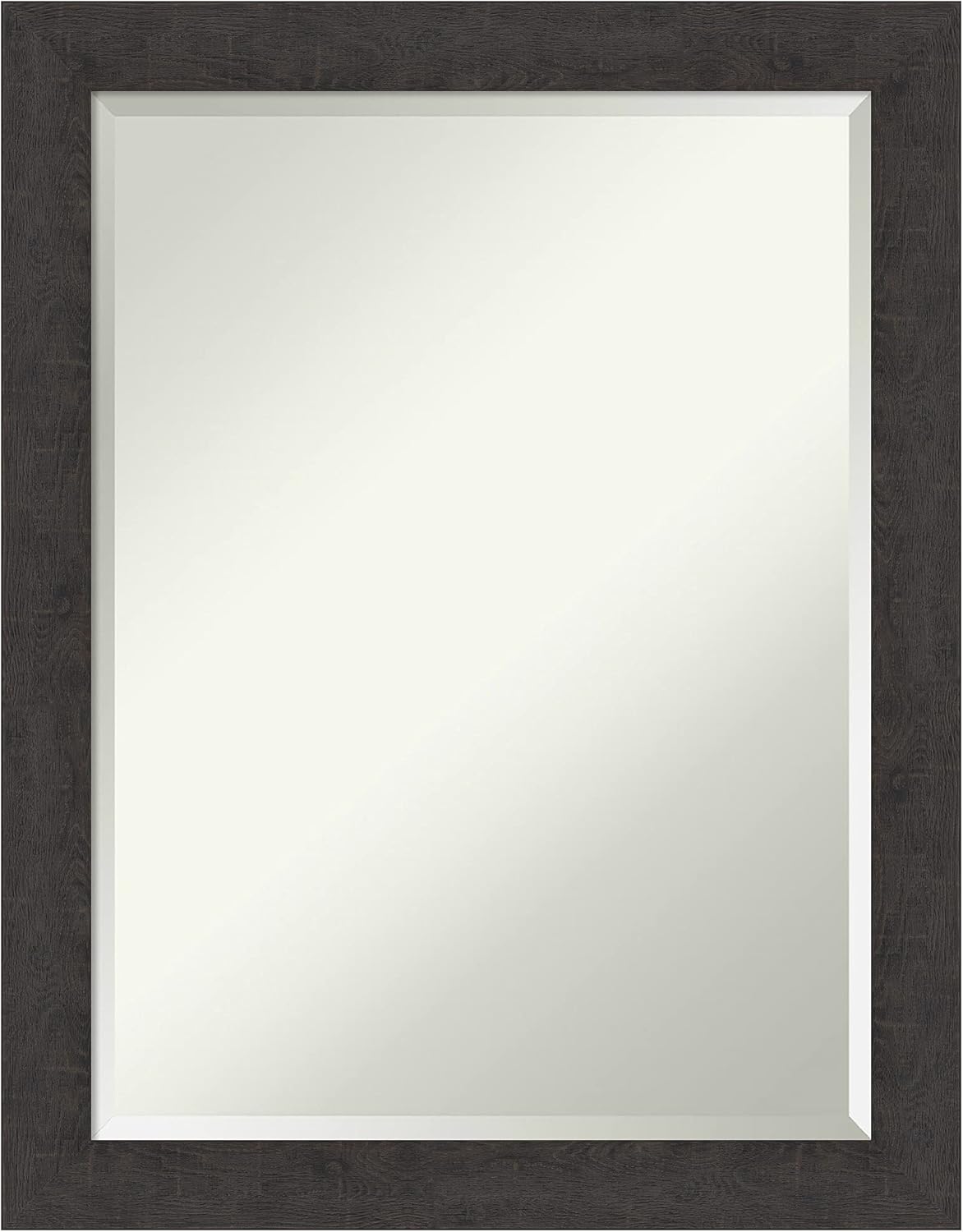 Amanti Art Brown Wall Mirror 28x22 Rustic Plank Espresso Narrow Rectangle Bathroom Mirror for Wall Decor Living Room, Medium Rustic Farmhouse Frame, Hangs Horizonally and Vertically, Bathroom Decor