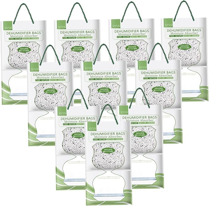 Dehumidifier Bags 10Pcs 500ML Activated Carbon Absorbers Hanging Bags for Closet 100g/Pack Humidity Absorber & Odor Removers in Wardrobes, Bedrooms