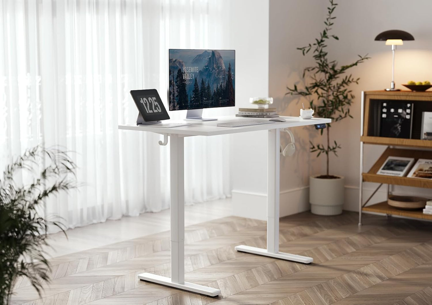 Seang Standing Desk with Adjustable Height, 40x24 Inch Electric Stand Up Desk for Home Office, Studio, Computer Workstation, White Top