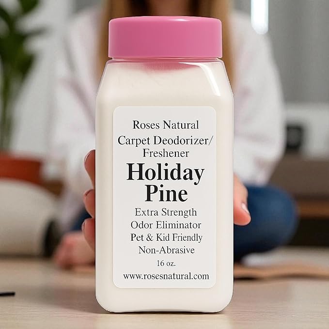 Carpet Deodorizer Powder – Holiday Pine, Long-Lasting Odor Eliminator, Plant-Based, Pet Friendly, 16 oz, Made in the USA