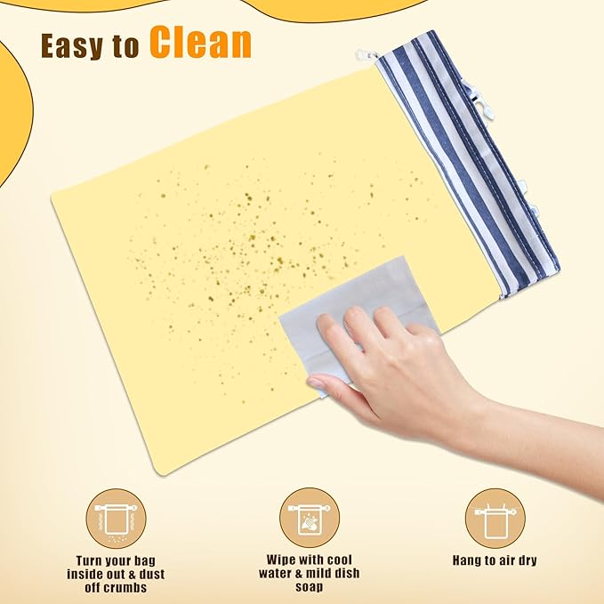 Reusable Beeswax Bread Bags for Homemade Bread Sourdough, XL Eco-Friendly Fresh Food Storage with Buckle & Zipper, Moisture Lock, Keeps Bakes Fresh Longer (2 Pack)