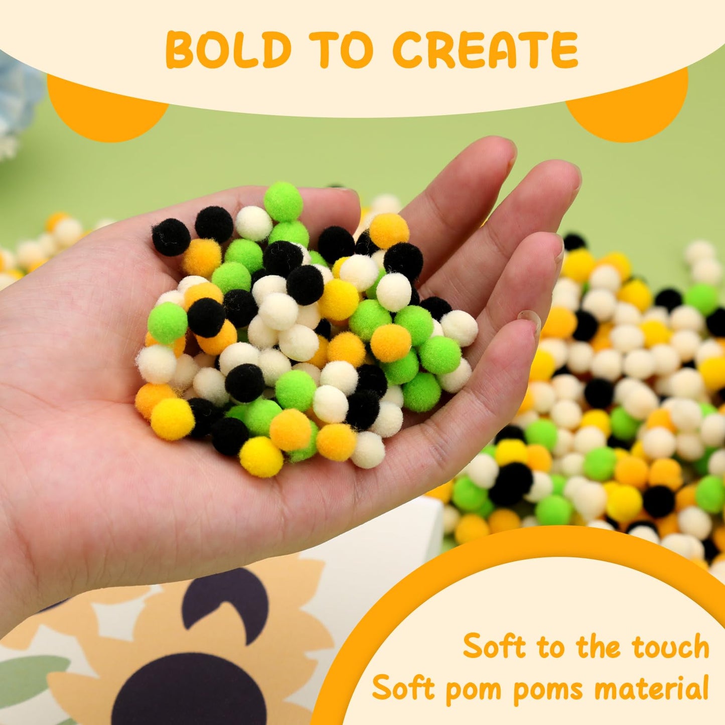 Veroave Pom Pom Painting Art Kit for Adults, Perfect Pompom Painting Kit, Colorful Pom Poms and Supplies Included, Pom Pom Paintings on Paint Canvas(Sunflower)
