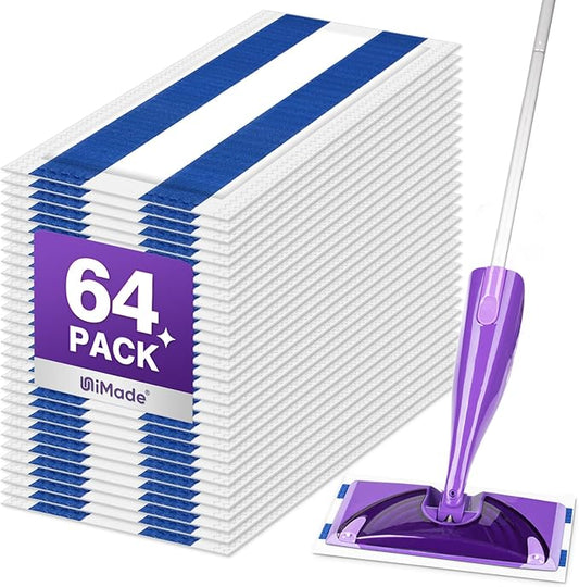 64 Count Mop Pad Refill Compatible with Swiffer WetJet, Disposable Multi-Layers Mopping Pads for All Hard Surface, Especially Hardwood Floor, Super Absorbent Spray Mopping Pad Refills