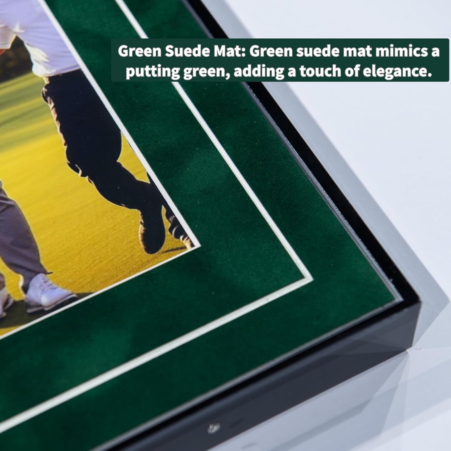 One-Shot Victory Golf Ball Display Frame – Acrylic Case with External Ball Mount, Custom Photo & Nameplate, Green Suede Mat, Elegant Golf Keepsake Gift（vertical design）