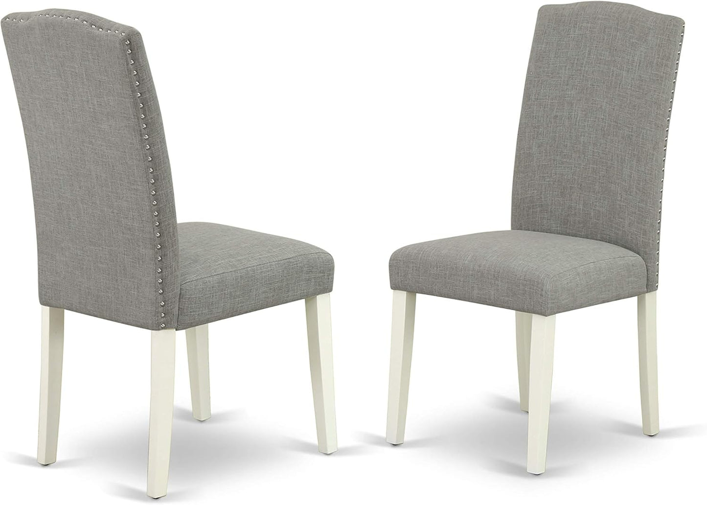 East West Furniture CAEN5-LWH-06 5 Piece Dining Room Furniture Set Includes a Rectangle Dining Table and 4 Dark Shitake Linen Fabric Upholstered Parson Chairs, 36x60 Inch, Linen White