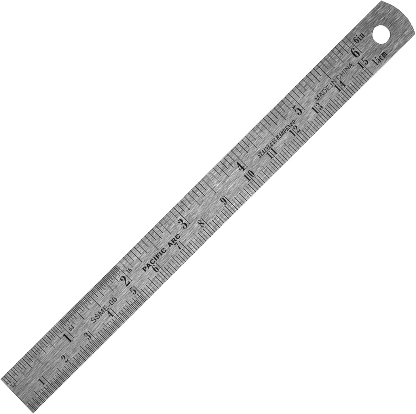 Pacific Arc 6 Inch Stainless Steel Ruler with Inch/Metric Conversion Table