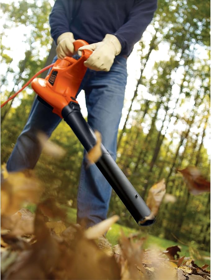 BLACK+DECKER Leaf Blower Leaf Vacuum and Leaf Mulcher 3-in-1, Electric Blowers for Lawn Care, 12 Amp, 250 MPH, 400 CFM (BV6000)