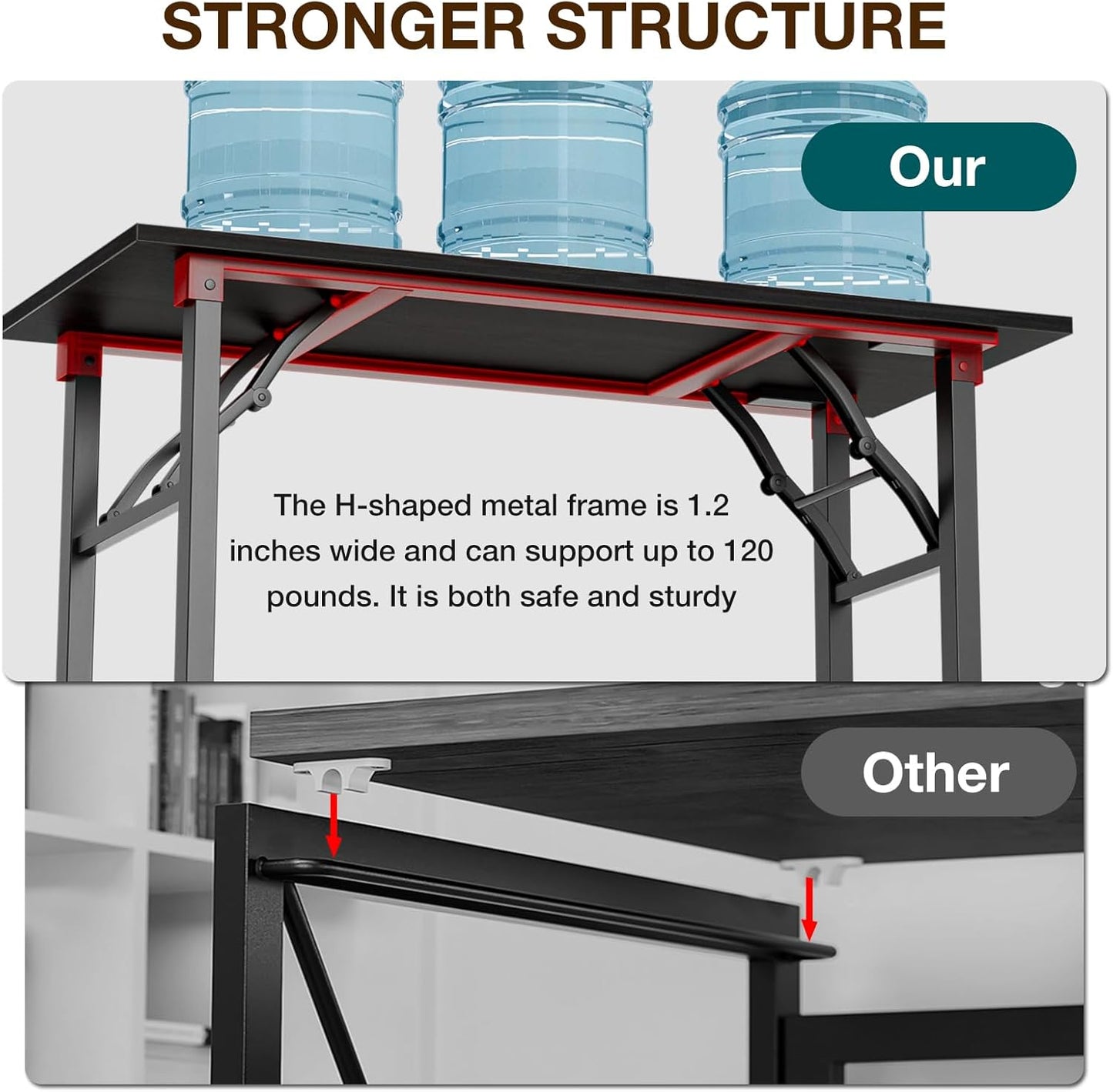 TEMI Small Computer Desk Folding Table - 43.3" Foldable Office Desk, No Assembly, Perfect for Small Spaces in Bedroom, or Apartment, Portable Mini Desk or Study Table Compact Design, Dark Oak