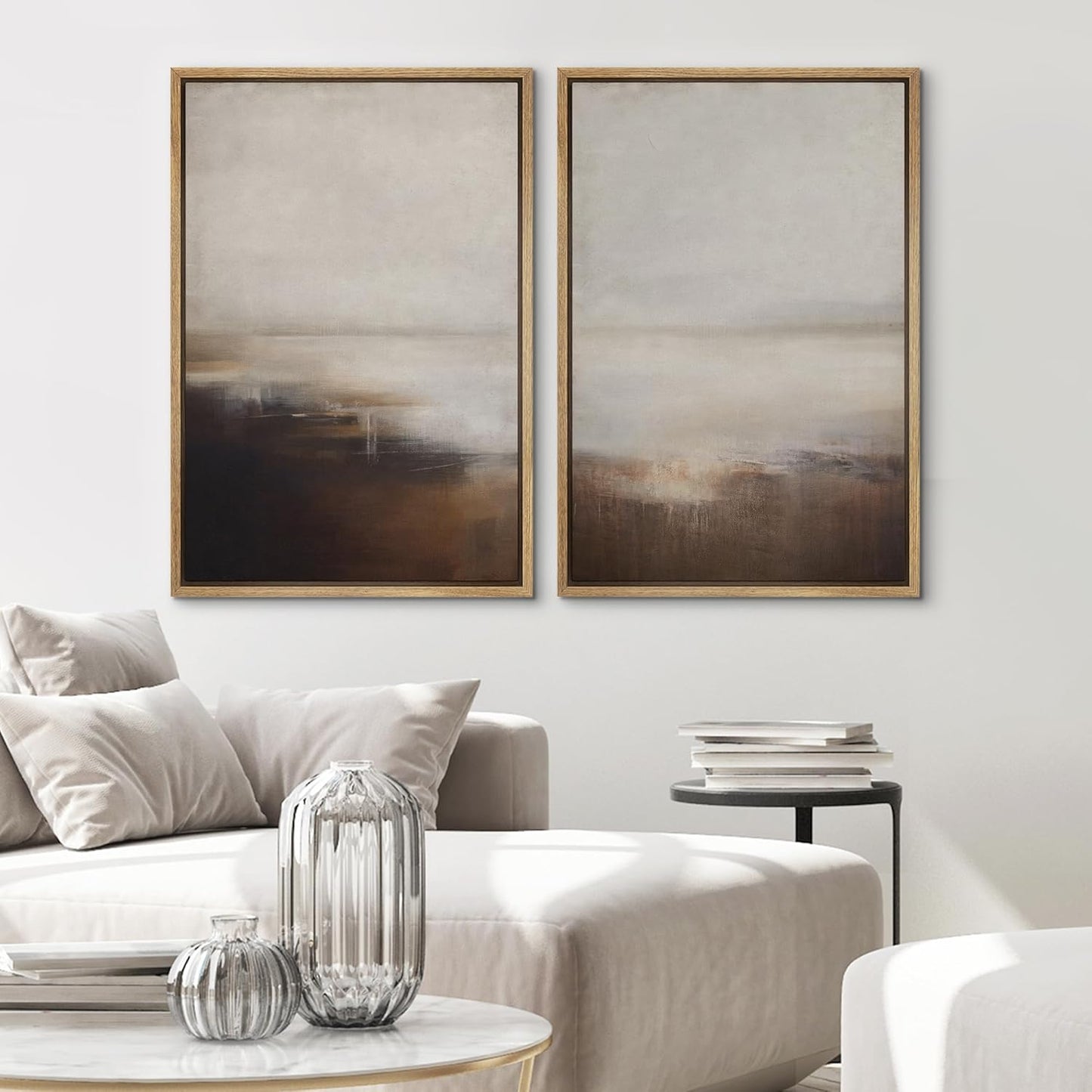 SIGNWIN Framed Canvas Print Wall Art Neutral Landscape Subtle Brown and Gray Tones Illustrations Modern Art Decorative Contemporary for Living Room, Bedroom, Office - 24"x36"x2 Natural