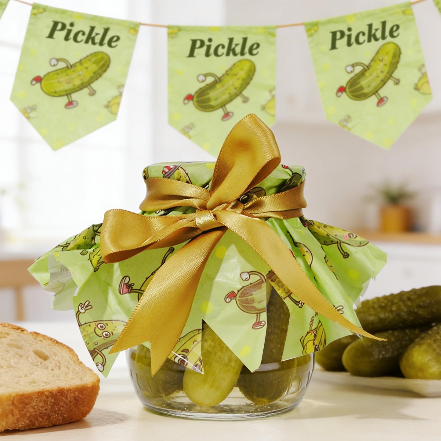 Pineraap 100Pcs Pickle Wax Paper - Funny Green Pickles Deli Food Paper, Green Pickle Parchment Oil Proof Food Basket Liners Wax Sheets for Snack, Sandwich, Food Baking, Picnic Dessert, 11.8” x 11.8”