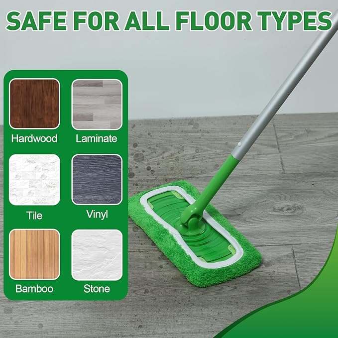 8 Pack Reusable Microfiber Mop Pads Compatible with Swiffer Sweeper, Machine Washable Microfiber Pads Refill for Wet & Dry Floor Cleaning, Mopping Pad Refills Fits Hardwood, Marble, Tile & Laminate