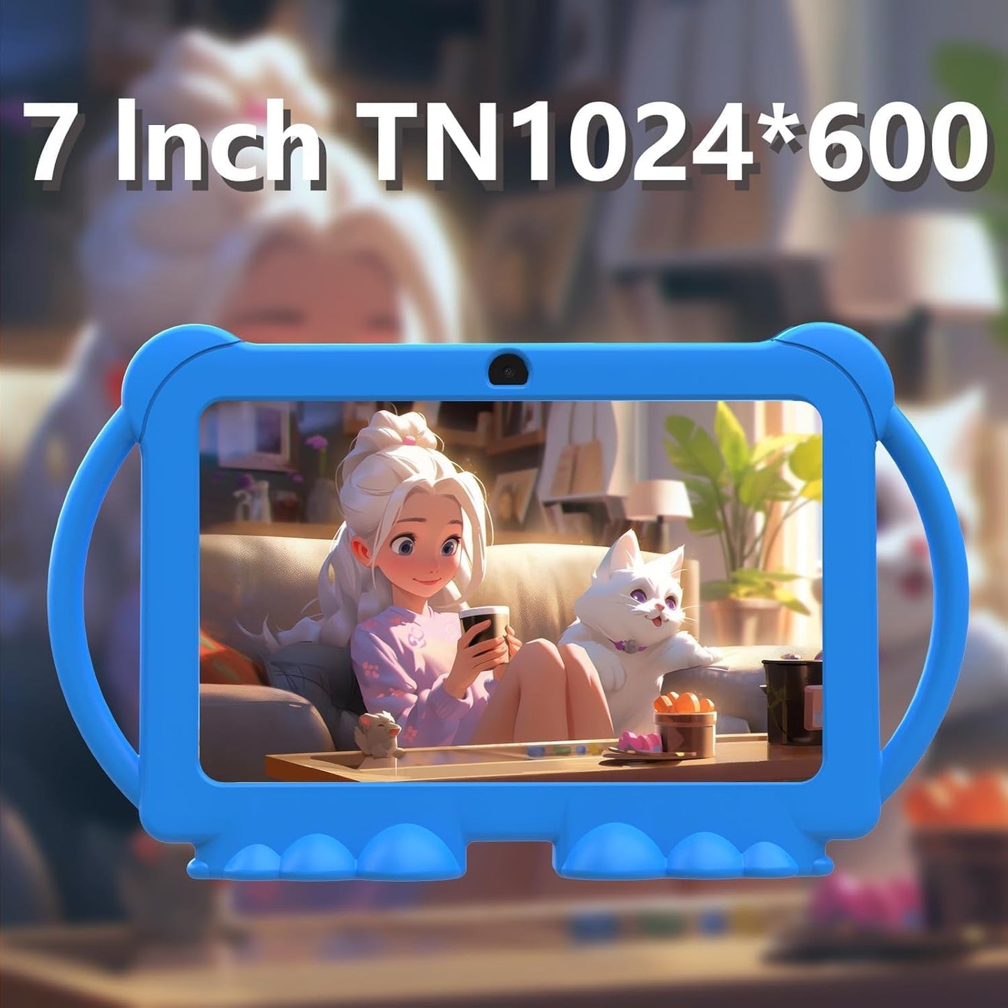 Kids Tablet 7 inch Android 12.0 for Toddler, 4GB RAM 32GB ROM Bluetooth IPS Screen Parental Control Dual Camera Shockproof Case for Educational Games, (1PCS, Blue)