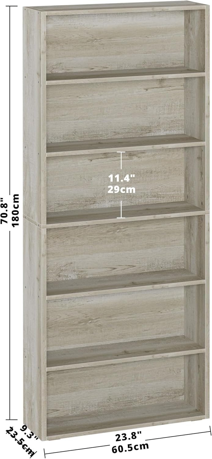 IRONCK Bookshelves and Bookcases Floor Standing 6 Tiers Display Storage Shelves 70 in Tall Bookcase Home Decor Furniture for Home Office, Living Room, Bed Room
