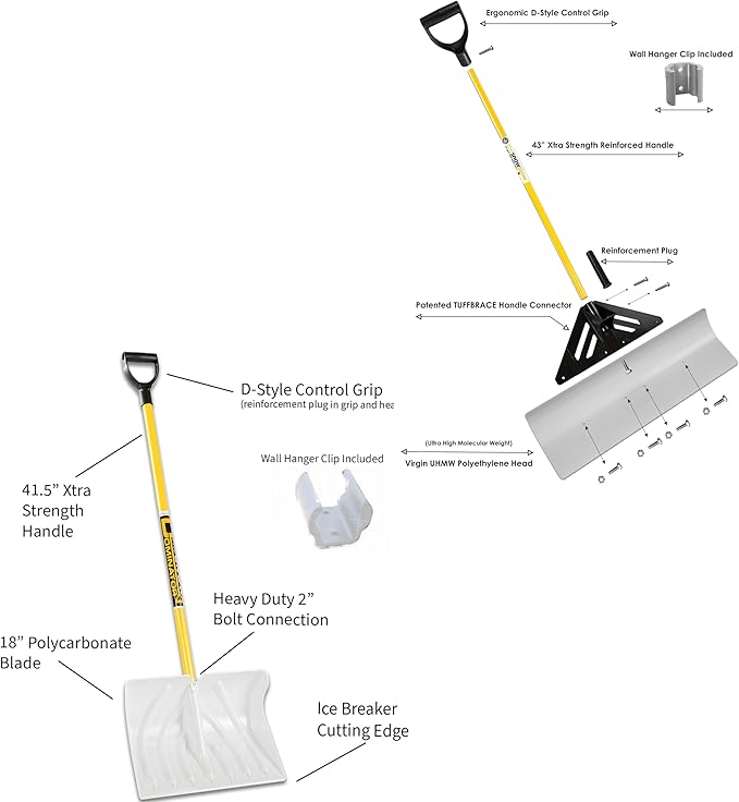 Winter Warrior Combo: THE SNOWPLOW® 28" Original Snow Pusher + Snow Dominator Scoop Shovel