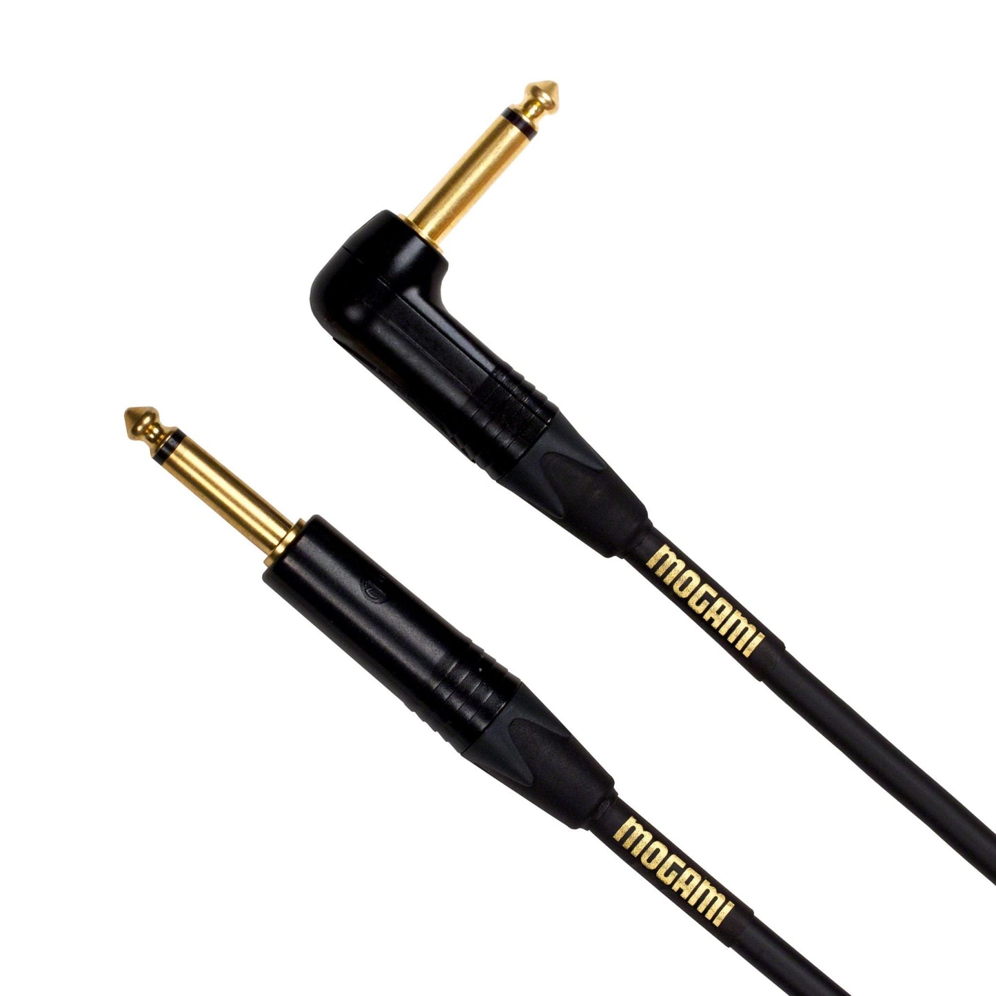 Mogami Gold Instrument 02R Guitar Instrument Cable, Straight 1/4 to R/A Male Plugs, Gold Contacts, 2 Foot, Guitar Cable with OFC