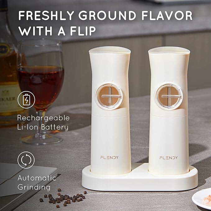 Gravity Electric Salt and Pepper Grinder Set Rechargeable, Automatic Salt and Pepper Grinder Set with USB C Charging Base, Gravity Salt and Pepper Shakers Set Electric