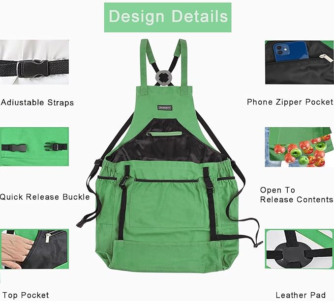 Garden Apron,Harvest Aprons with Pockets for Women and Men,Canvas Gardening Tool Belt, Gardening Gifts for Mom,Dad