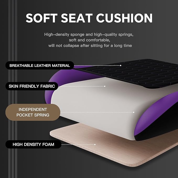 Gaming Chair with Footrest, High Back Gaming Chairs PVC Leather Ergonomic Gamer Chair with Adjustable Headrest Lumbar Support Racing Style Video Gaming Chair for Office/Home (Purple)