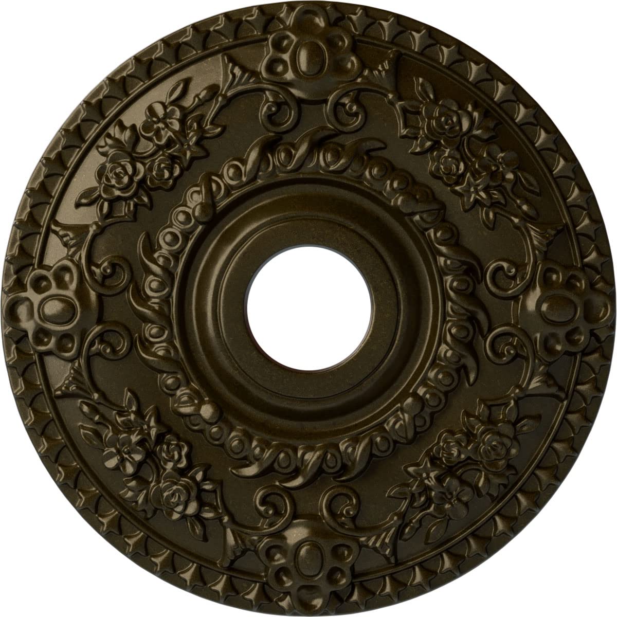 Ekena Millwork Cm18Roggs Rose Ceiling Medallion, Green Gold