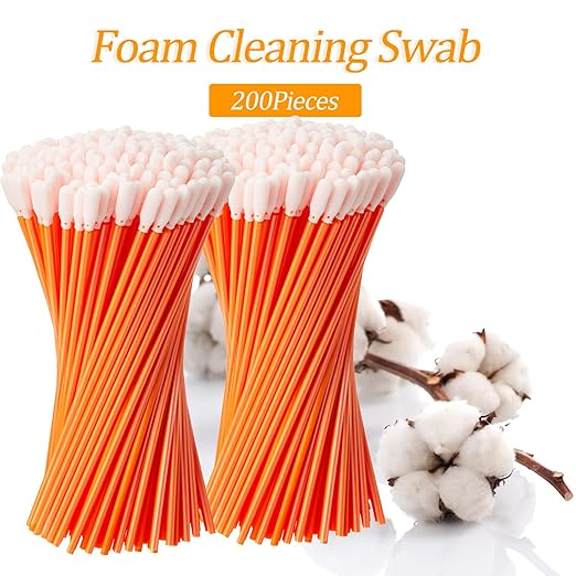 Chinco 200 Pieces Foam Swab Sponge Swab Foam Tips Sponge Stick for Inkjet Printer Print Head Camera Optical Lens Optical Equipment (Orange,6.42 Inch)