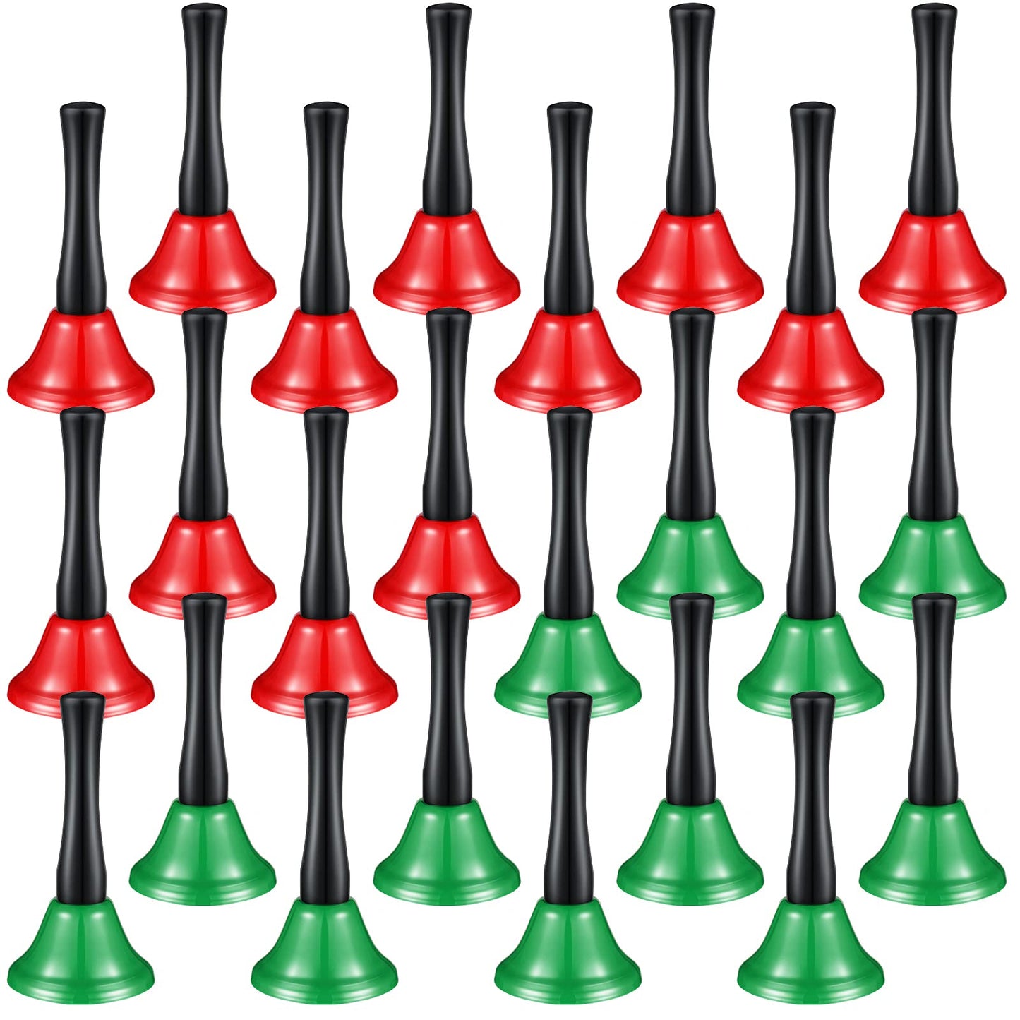 Boao 24 Pcs Christmas Hand Bell Kids With Black Wooden Handle Metal Steel Loud Service Call Musical Bell For Music Teaching Part