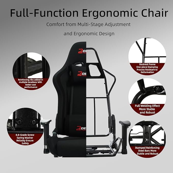 Fabric Gaming Chair, Skin-Friendly and Breathable, Manufactured by A Reputable Manufacturer, Safe and Stable, Specially Designed for Gaming.with Footrest Mg(1005-Black)