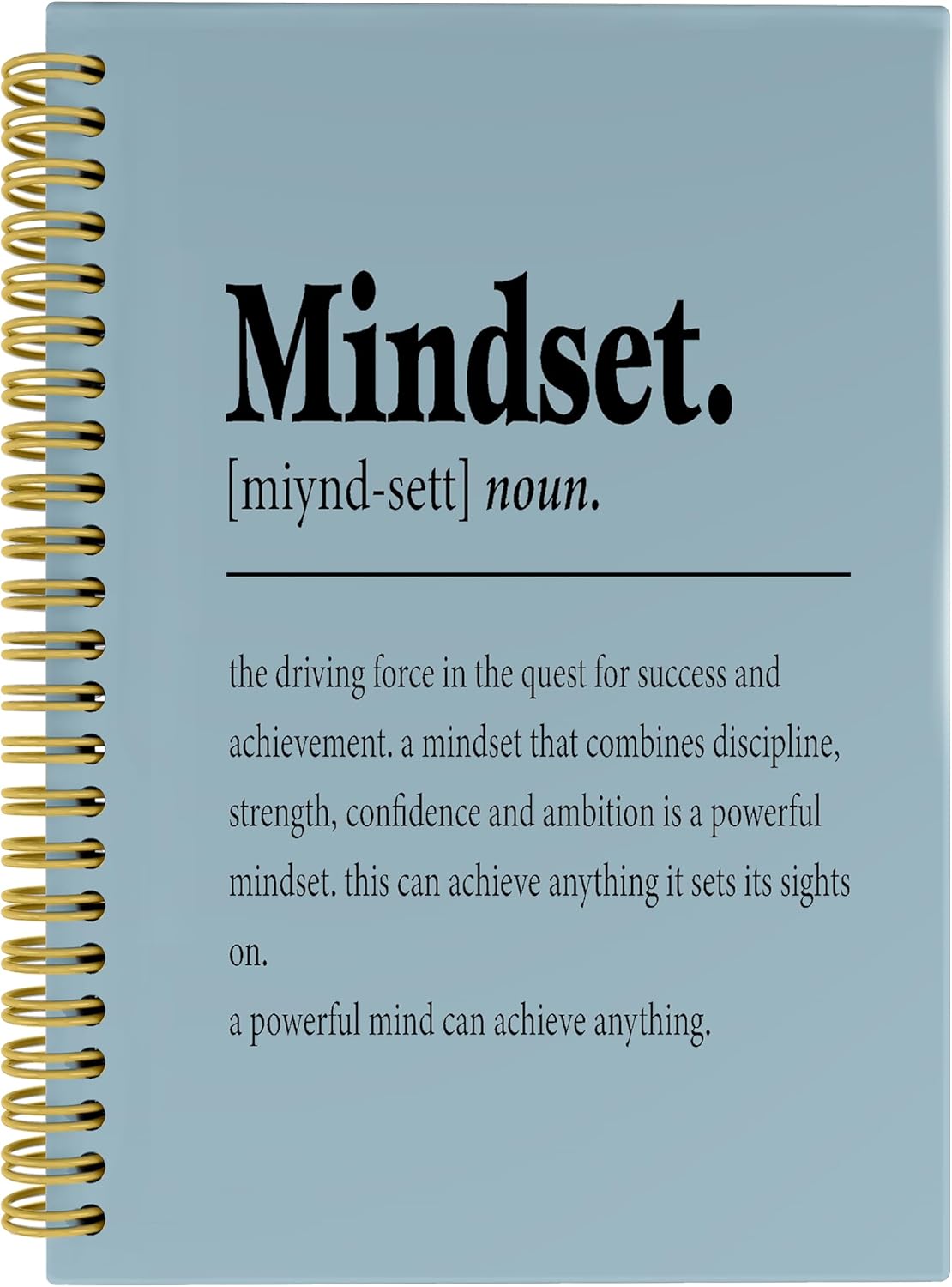 Knibeo Mindset Inspirational Notebooks Journal - Anti Anxiety Notebook, 5.5×8.3 Inch Inspirational Spiral Bound Notebook with 164 Pages, College School Supplies(Wathet)