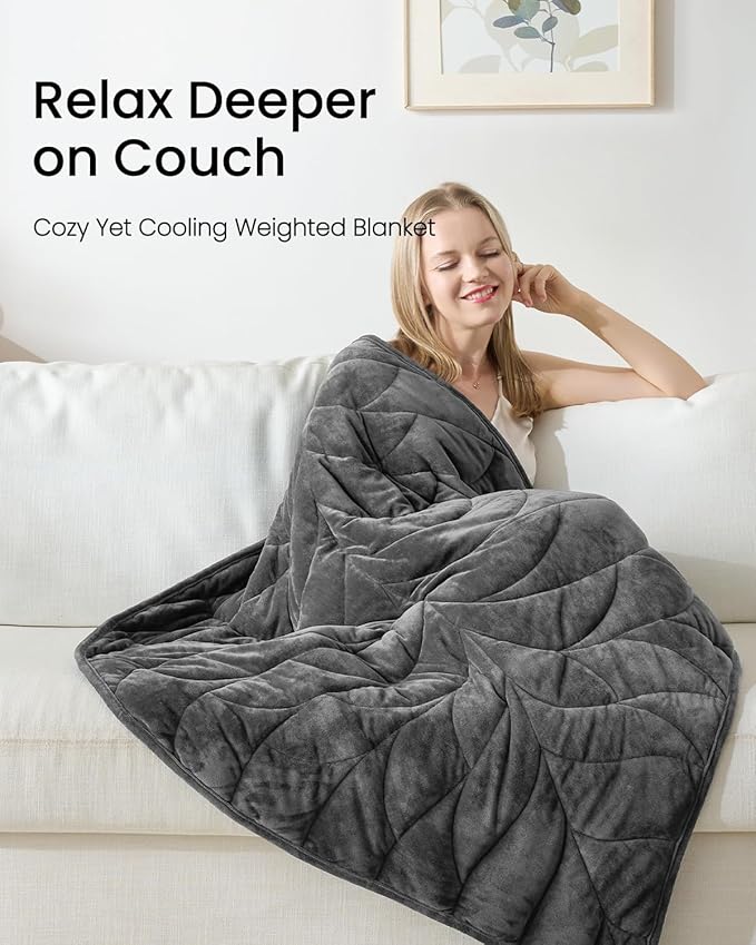 Weighted Lap Blanket 5 lbs 23"×29", Luxury Soft Small Weighted Lap Pad for Adults,Portable Travel Leaf Weighted Throw Blanket for Relaxation, All-Season Use and Machine Washable Deep Gray