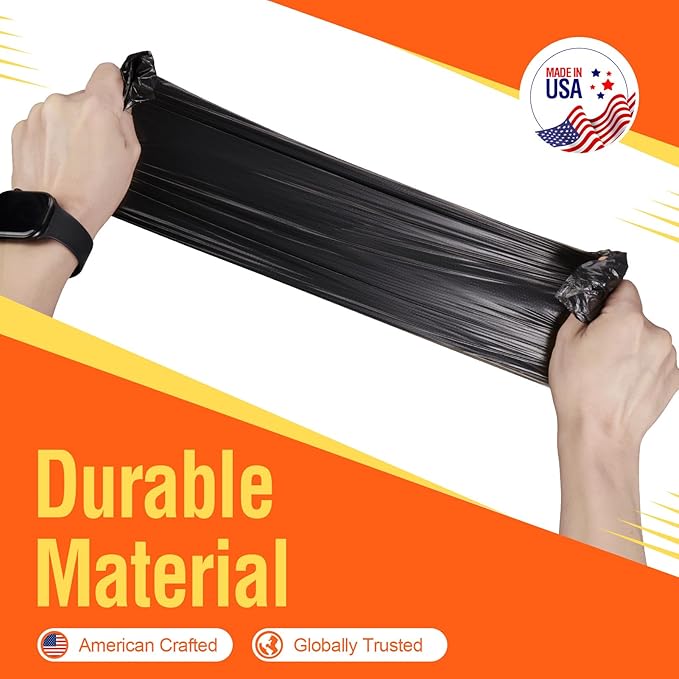 Delxo 30-33 Gallon Trash Bags, 1000 Count – 0.6 Mil Medium Duty Garbage Bags, Durable Plastic Bolsas para basura, Perforated Design– Made in USA for Kitchen, Yard, Office (Black)