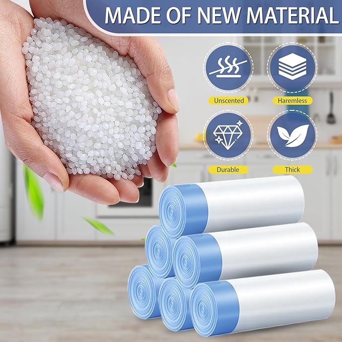 21 Gallon Trash Bags Drawstring 120 Count, 1.7 Mil White Garbage Bags Unscented,Easy-Dispense Roll for Kitchen & Household Use, Code G,79.5 L