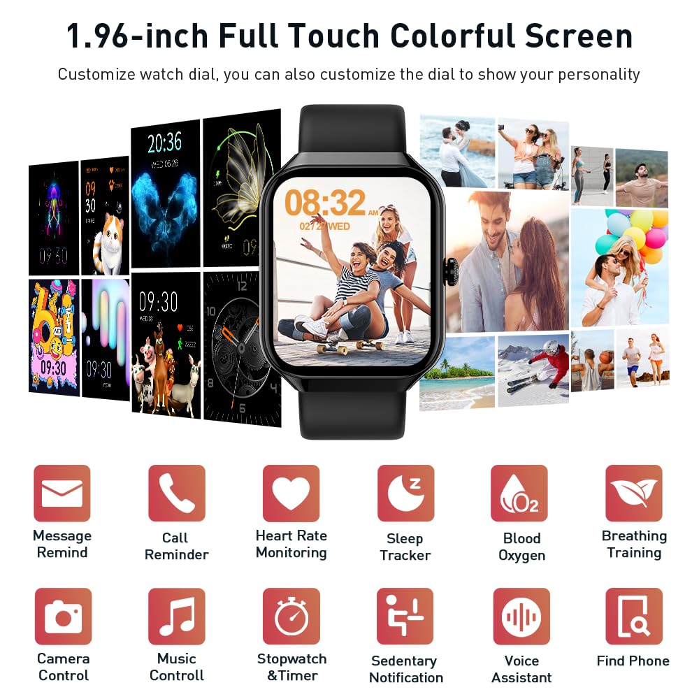 Smart Watch For Men Women(Answer/Make Call), 1.96 Hd Smartwatch, 2025 New Fitness Watch With 112+ Sport Modes, Heart Rate, Sleep
