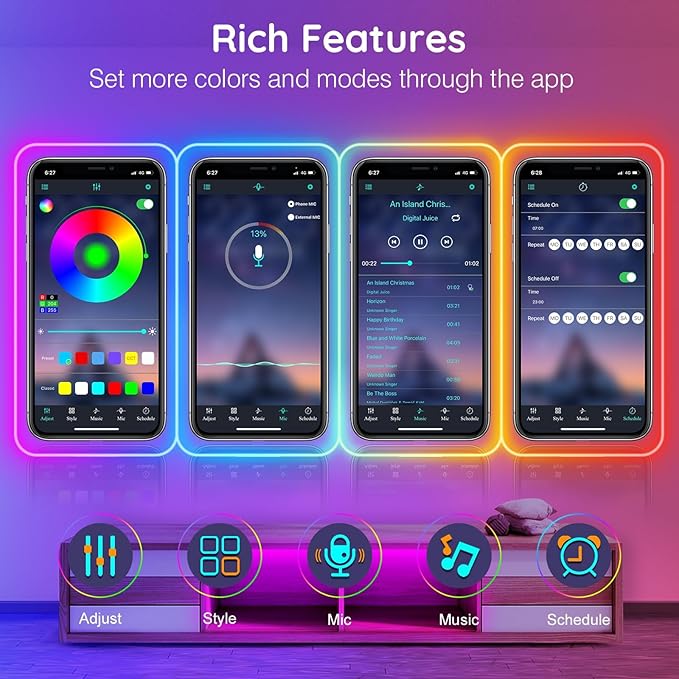 AILBTON 100Ft Neon Rope Lights,Flexible Led Rope Lights Control with App/Remote,Multiple Modes Music Sync Gaming RGB Led Neon Lights for Bedroom Outdoor